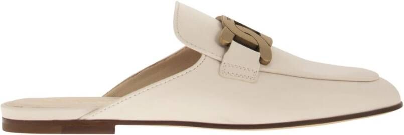 TOD'S Verfijnde zwarte leren slippers Beige Dames