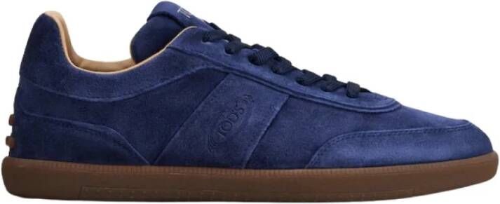 TOD'S Vintage Suède Sneakers met Rubberen Studs Blue Heren