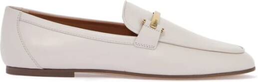 TOD'S Witte kalfsleren mocassin met gouden staaf White Dames