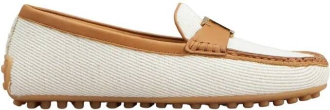 TOD'S Witte katoenen en linnen loafers Multicolor Dames