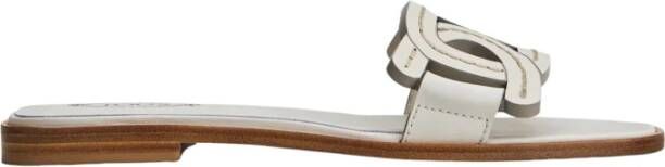 TOD'S Witte Leren Gevlochten Sandaal White Dames