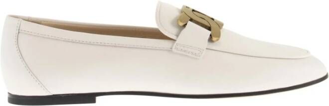 TOD'S Witte Leren Loafers Elegant Instapper White Dames