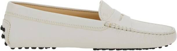 TOD'S Witte Leren Loafers met Amandelvormige Neus White Dames