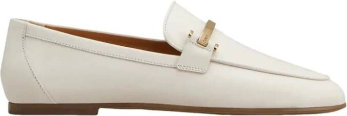 TOD'S Witte leren mocassin met leren zool White Dames