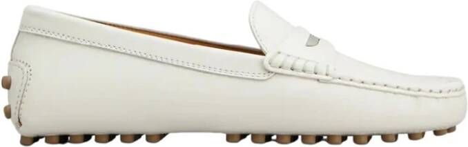 TOD'S Witte leren mocassin met rubberen zool White Dames