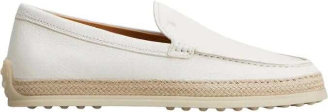 TOD'S Witte leren mocassin slof White Dames