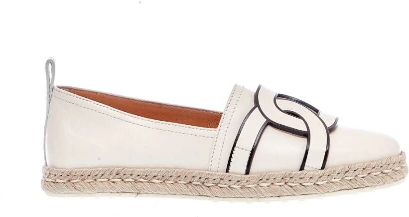 TOD'S Witte Leren Mocassins met Ketting Gesp White Dames