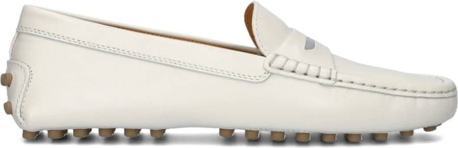 TOD'S Witte leren mocassins met metalen detail White Dames