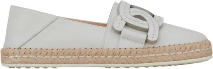 TOD'S Witte Leren Slip-Ons met Kettingdetail White Dames