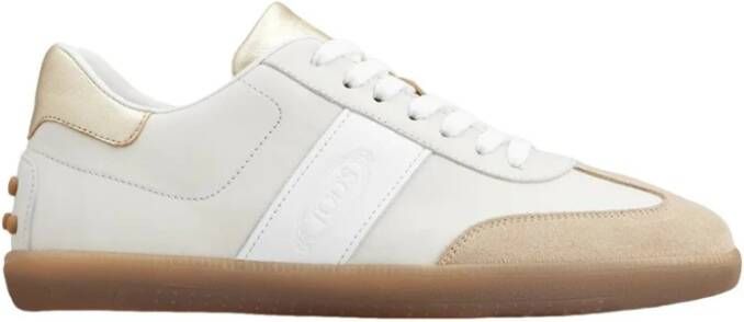 TOD'S Witte leren sneakers met gouden details White Dames