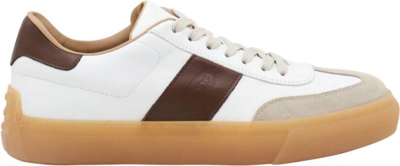 TOD'S Witte Leren Sneakers met Logo Details White Heren