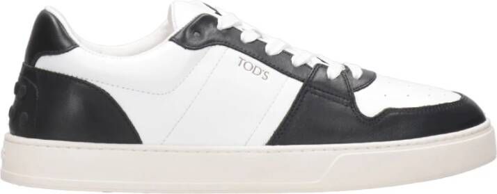 TOD'S Witte Leren Sneakers met Logo Black Heren