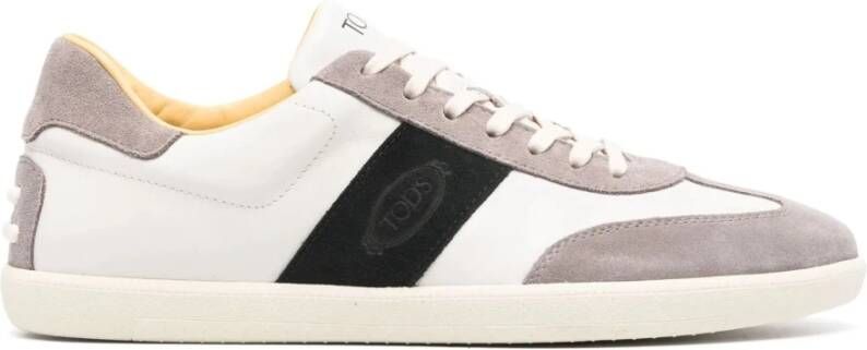 TOD'S Witte leren sneakers met suède inzetstuk White Heren