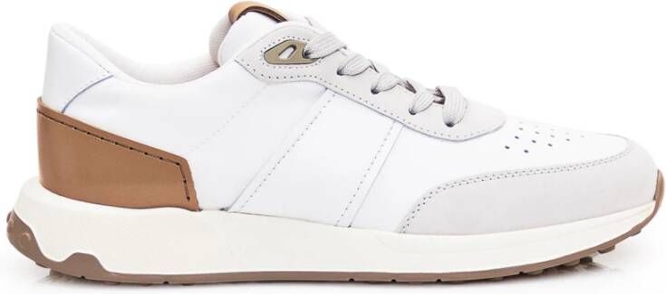 TOD'S Witte leren sneakers met suède inzetstukken White Heren