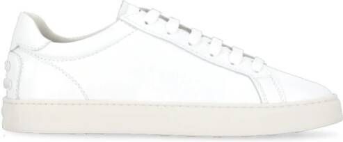 TOD'S Witte Leren Sneakers Ronde Neus Logo White Heren