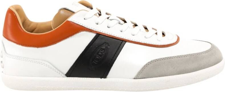 TOD'S Witte Leren Sneakers Vetersluiting Stijl Multicolor Heren