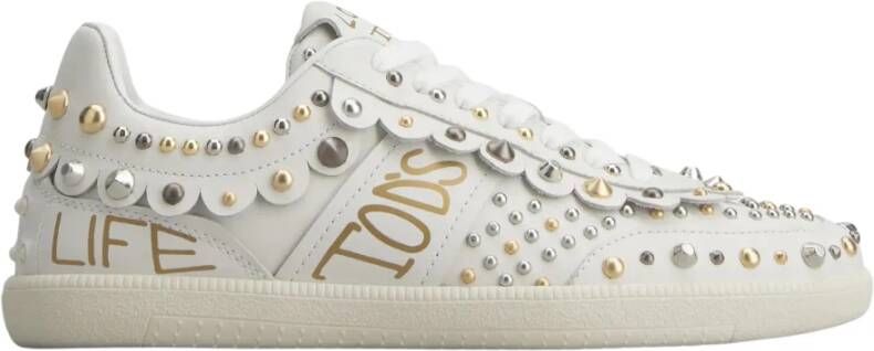 TOD'S Witte leren studded sneaker White Dames