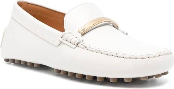 TOD'S Witte Logo Plaque Gommino Zool Schoenen White Dames