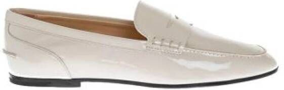 TOD'S Witte Patent Moccasins met tabblad Beige Dames