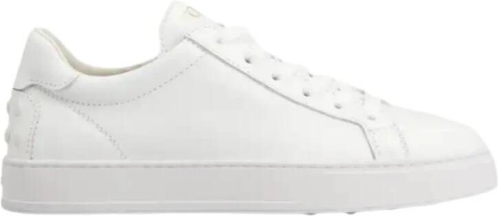 TOD'S Witte Sneakers van Kalfsleer met Rubberen Zool White Dames