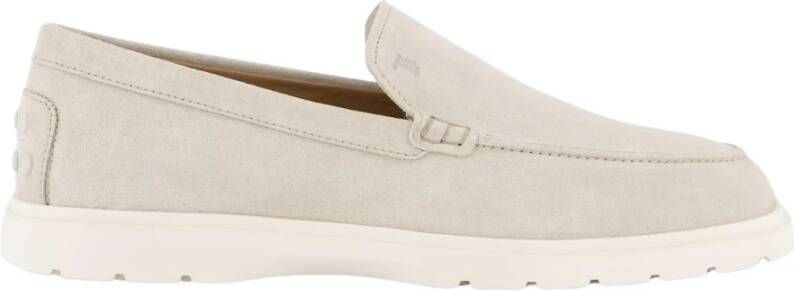 TOD'S Suède Slip-On Mocassins met Monogram White Heren