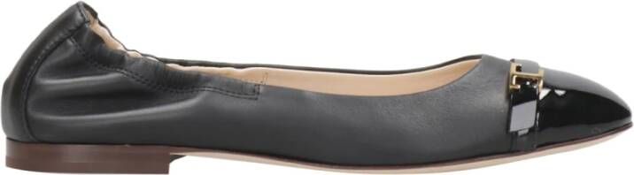 TOD'S Zwarte Ballerina Platte Schoenen Black Dames