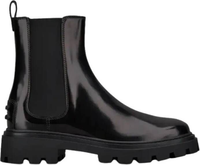 TOD'S Zwarte Chelsea-laarzen met rubberen zool Black Dames