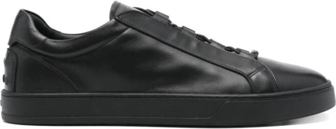 TOD'S Zwarte Elastische Band Leren Sneakers Black Heren