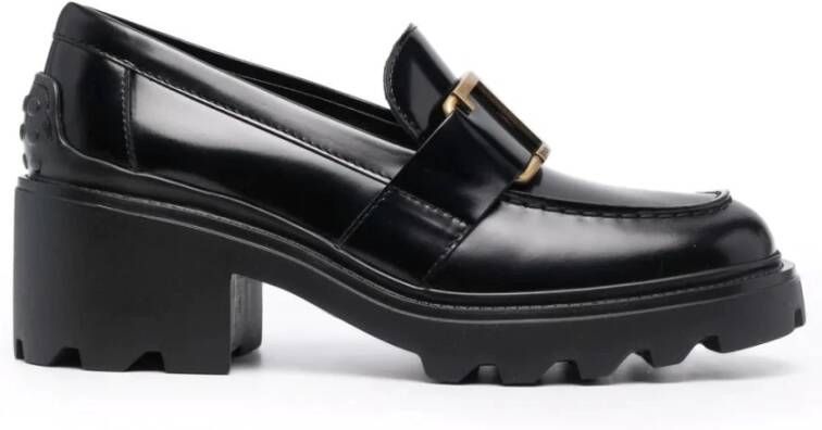 TOD'S Zwarte elegante loafers met middelhak Black Dames