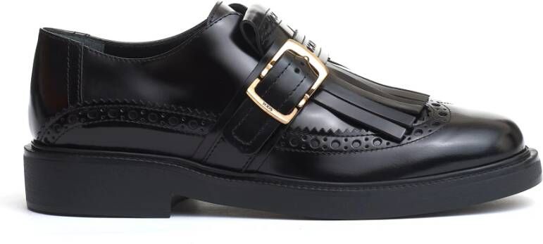 TOD'S Zwarte Engelse gesp en franje Black Dames