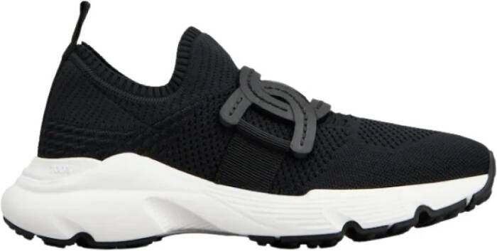 TOD'S Zwarte Gebreide Sneakers met Leren Ketting Black Dames