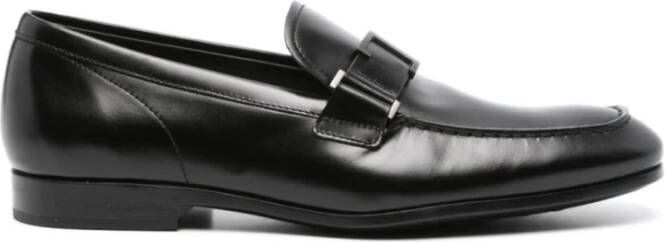 TOD'S Zwarte Kalfsleren Band Slip-On Black Heren