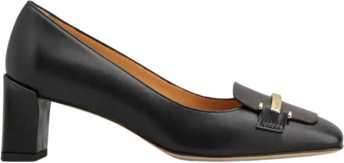 TOD'S Zwarte kalfsleren Décolleté met geometrische hak Black Dames