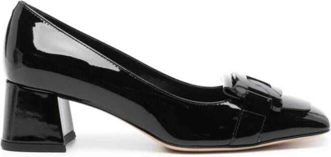 TOD'S Zwarte Lakleren Loafer met Kwastje Black Dames