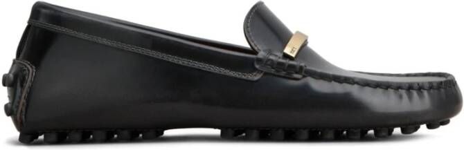 TOD'S Zwarte Lakleren Platte Schoenen Black Dames