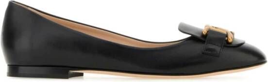 TOD'S Zwarte leren ballerinas Black Dames