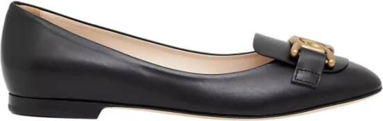 TOD'S Zwarte leren balletflats Black Dames