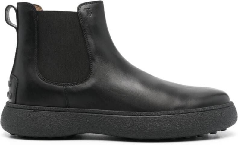 TOD'S Zwarte Leren Chelsea Laarzen Black Heren