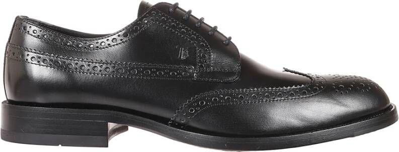 TOD'S Zwarte leren Derby schoenen met iconische zool Black Heren