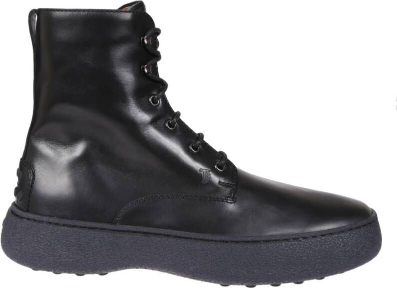 TOD'S Zwarte leren enkellaars Black Heren