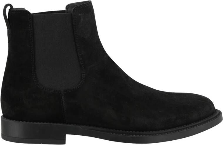 TOD'S Zwarte Leren Enkellaarzen Black Heren