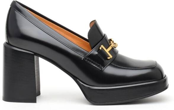 TOD'S Zwarte leren hakmocassin Black Dames