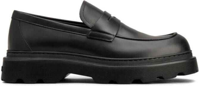 TOD'S Zwarte Leren Instap Platte Schoenen Black Heren