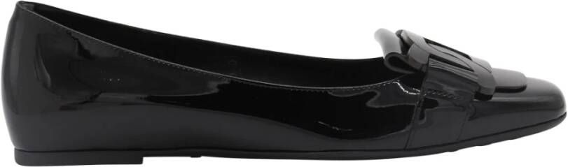 TOD'S Zwarte Leren Ketting Flats Black Dames