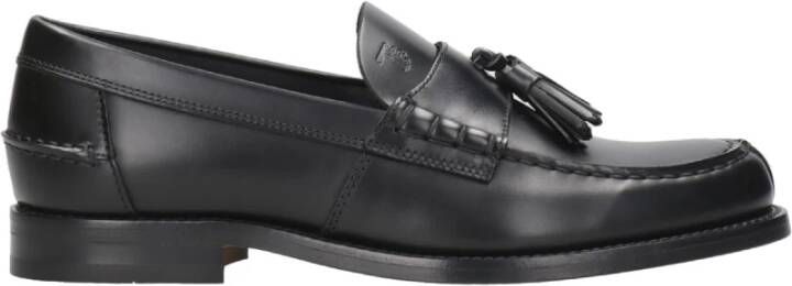 TOD'S Zwarte Leren Kwast Sandalen Black Heren