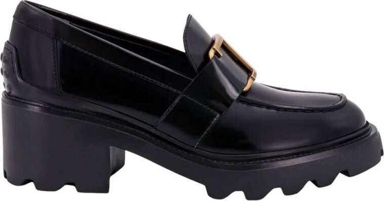 TOD'S Zwarte Leren Loafer Schoen Elegante Stijl Black Dames