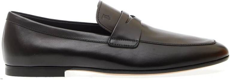 TOD'S Zwarte leren loafers Black Heren