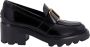 TOD'S Zwarte leren loafers elegante stijl Black Dames - Thumbnail 1