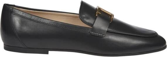 TOD'S Zwarte Leren Loafers Elegante Stijl Black Dames