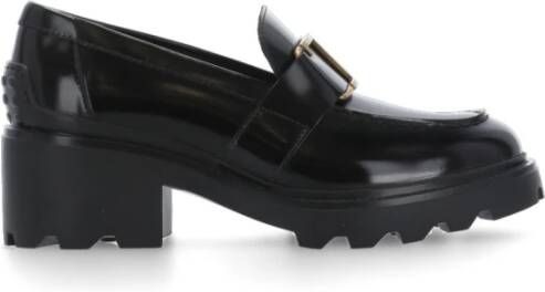 TOD'S Zwarte Leren Loafers met Franjes Black Dames